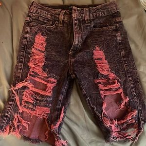 Bermuda style denim shorts